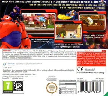 Big Hero 6 - Battle in the Bay (Europe) (En,Fr,De,Es,It,Nl) box cover back